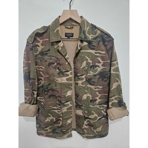Topshop Camo Utility Jacket Womens US 2 Green Camouflage Military Field Coat